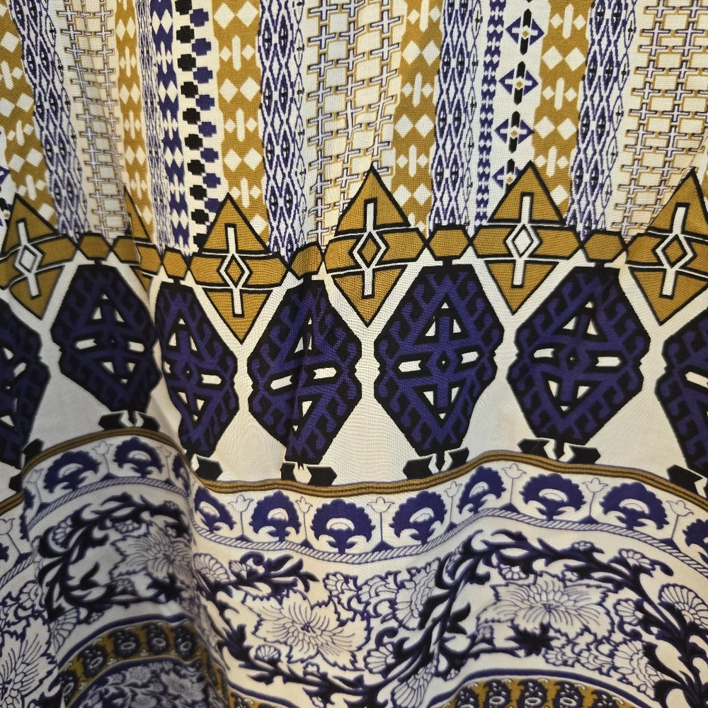 Bobbie Brooks Boho Poncho Open Kimono Blue And Yellow One Size